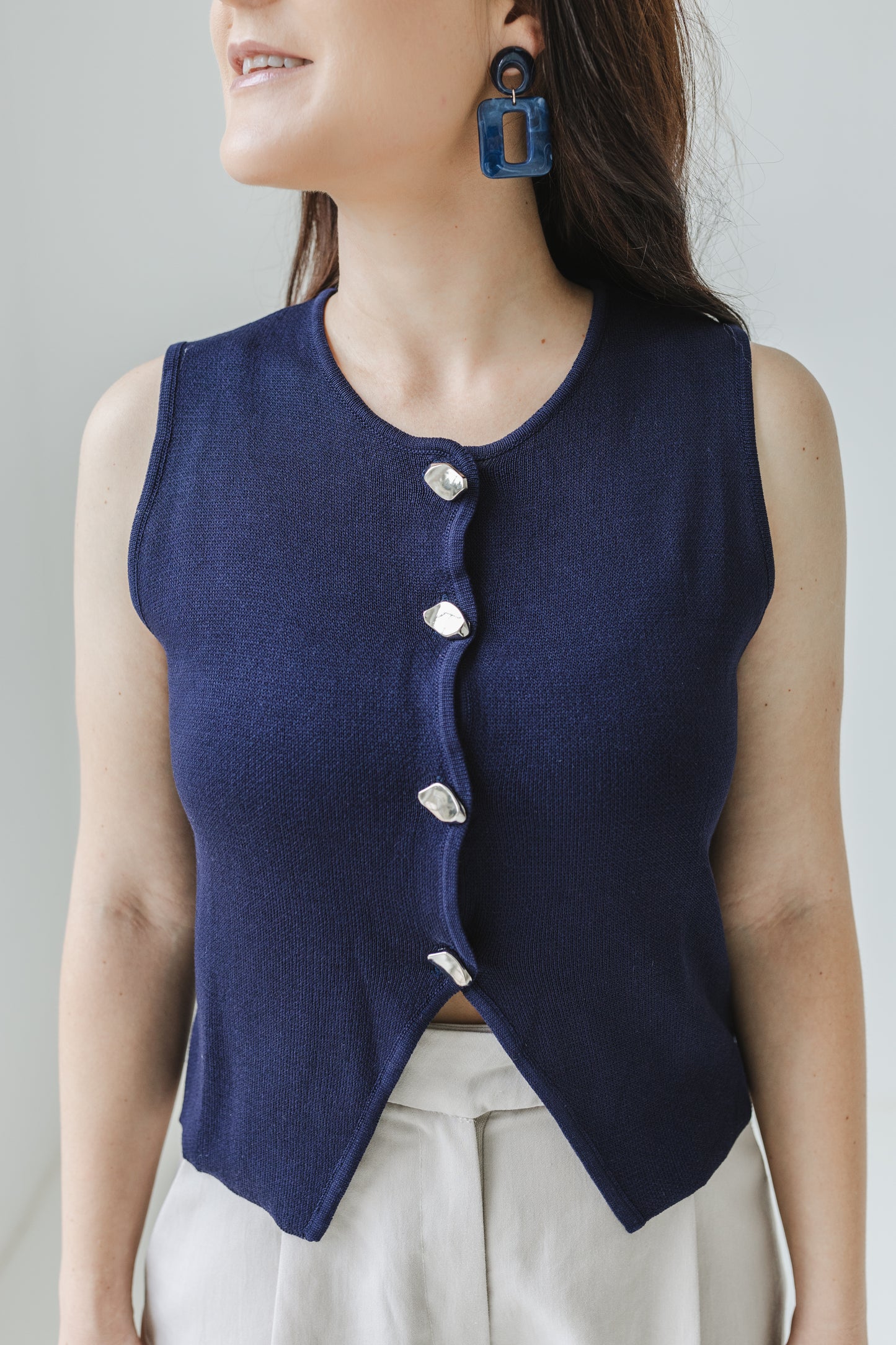 Pure Knitted Vest (Navy)