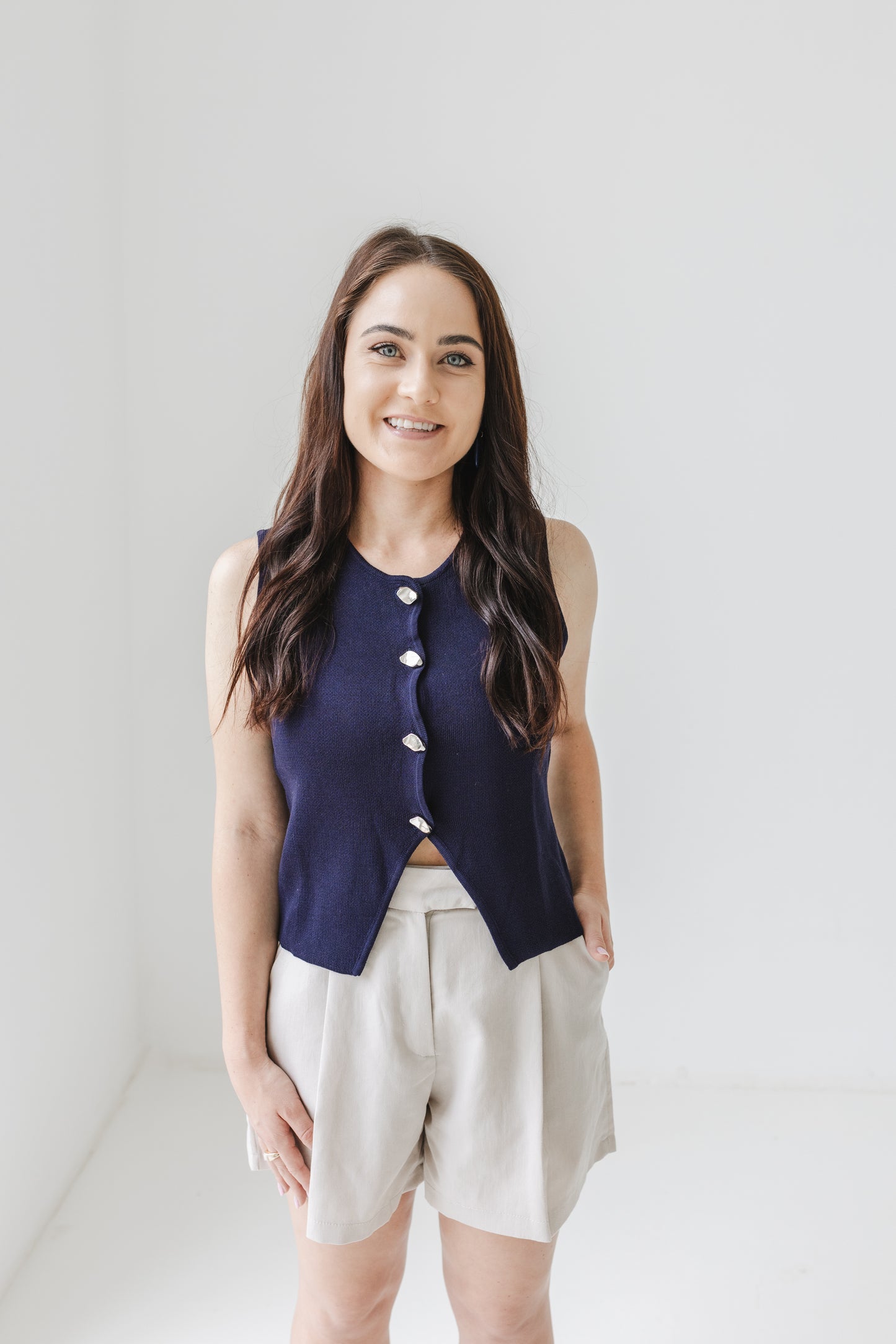 Pure Knitted Vest (Navy)