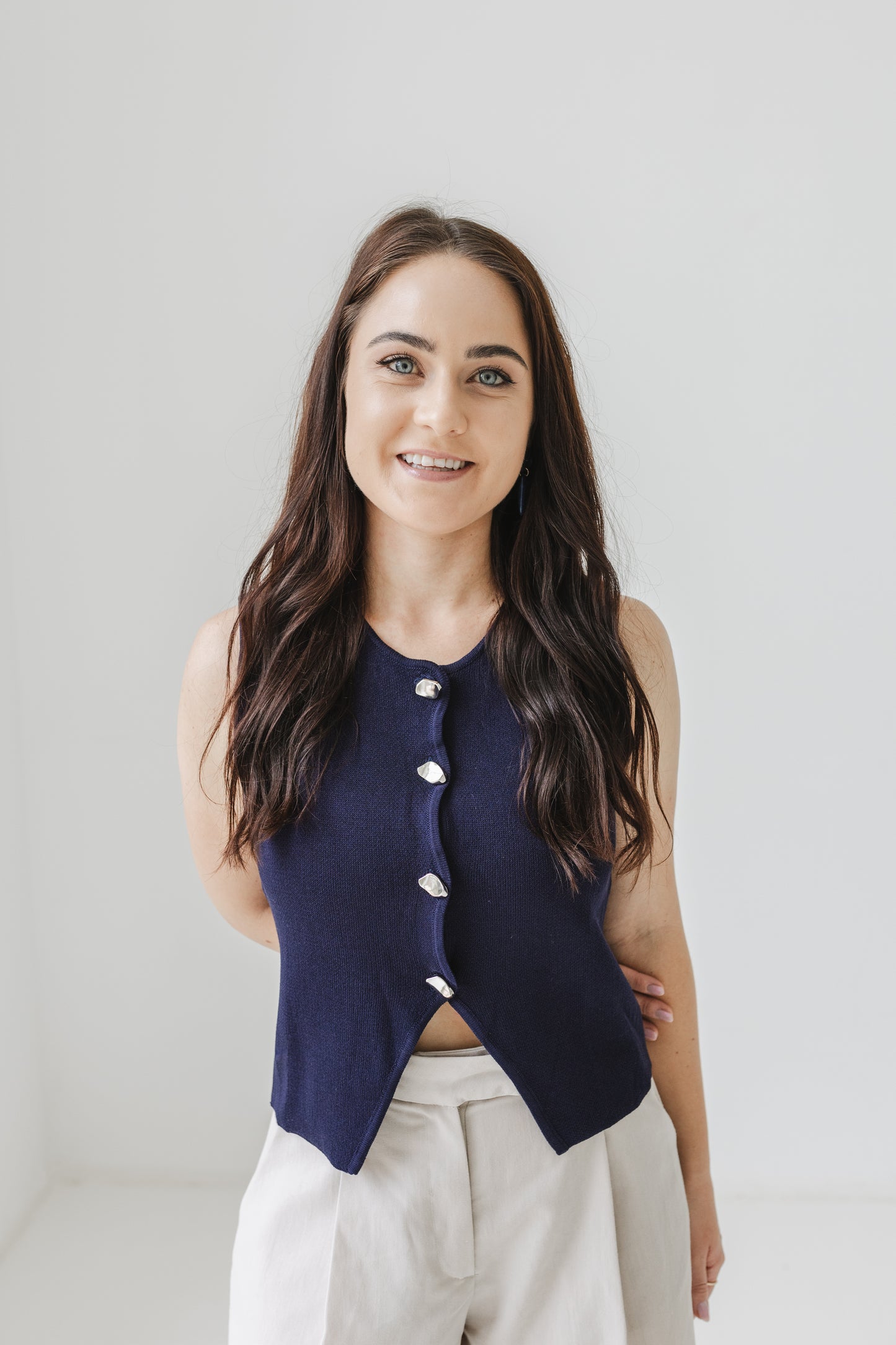 Pure Knitted Vest (Navy)