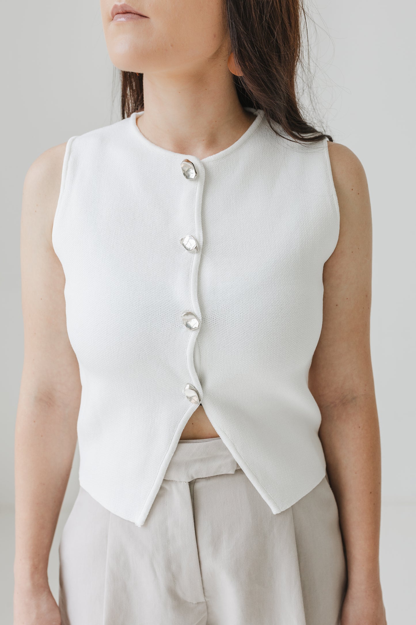 Pure Knitted Vest (White)