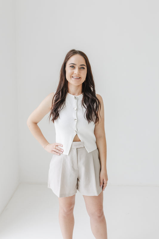 Pure Knitted Vest (White)